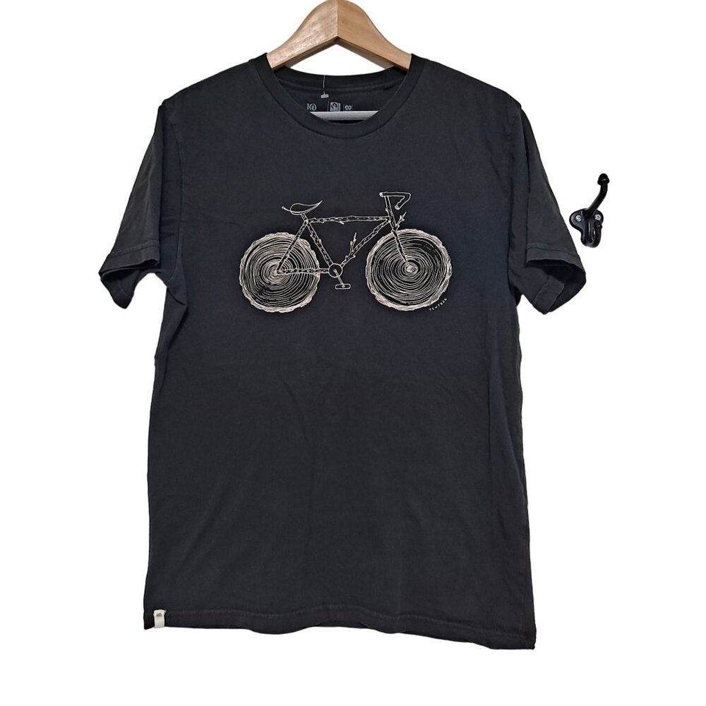Tentree T-Shirt Men Small Elm Tree Bicycle Black Organic Cotton Climate Neutral